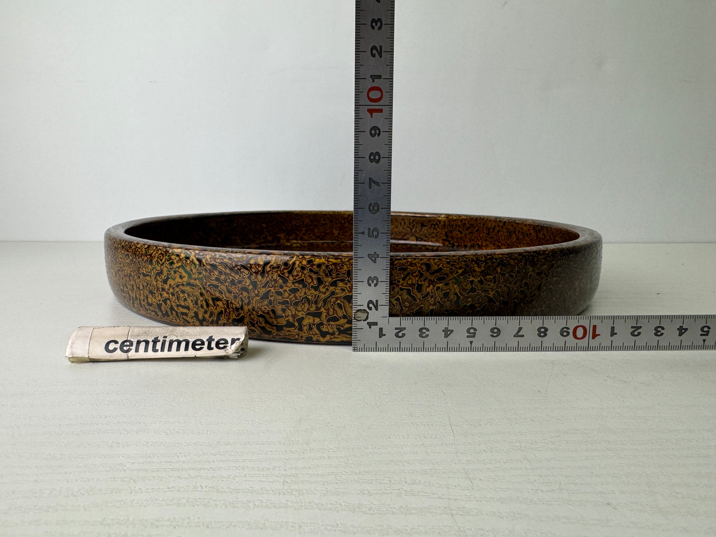 Y9471 TRAY Wakasa lacquerware Makie round Obon Ozen Japan antique kitchen table