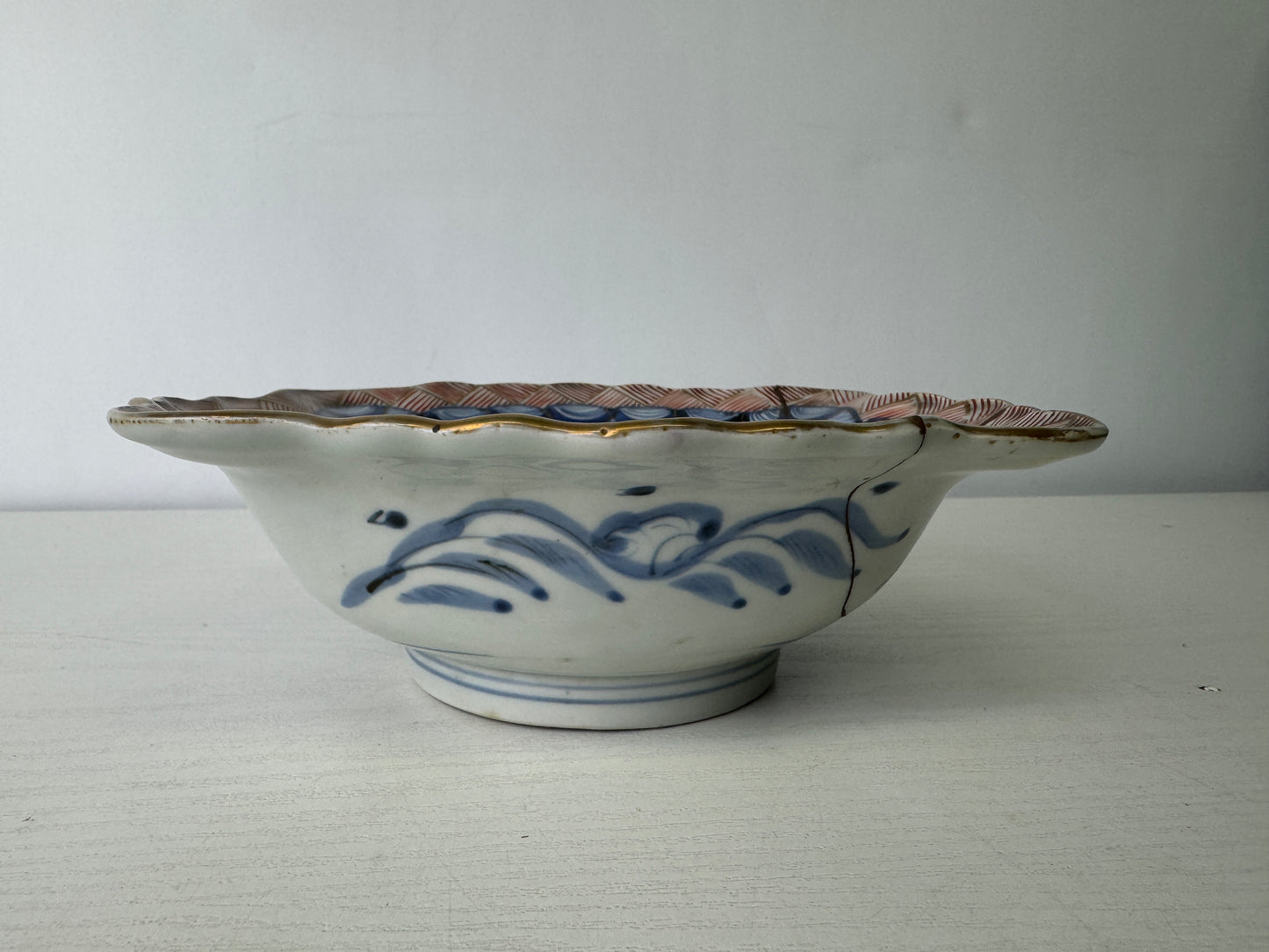 Y9474 CHAWAN Koimari bowl Carp kintsugi Jaoan antique tableware dish kitchen