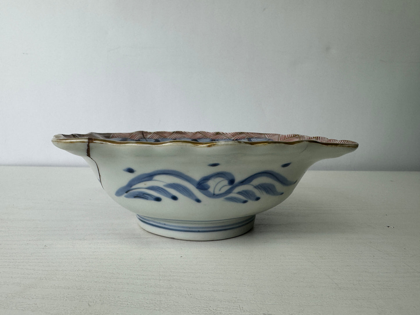 Y9474 CHAWAN Koimari bowl Carp kintsugi Jaoan antique tableware dish kitchen