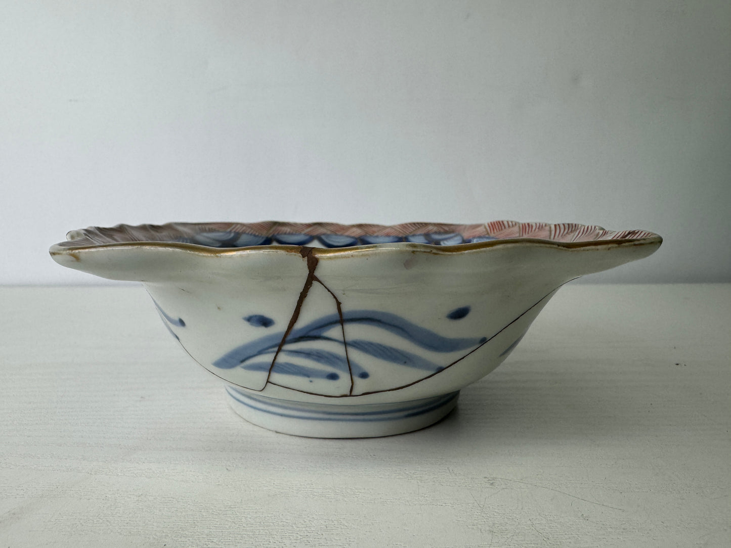 Y9474 CHAWAN Koimari bowl Carp kintsugi Jaoan antique tableware dish kitchen