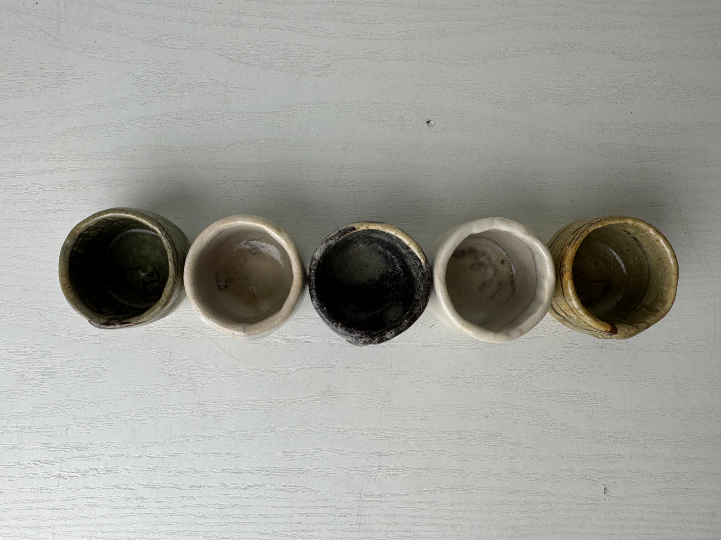 Y9480 CHAWAN Seto-ware Sake cup set of 5 signed box sakazuki Japan antique