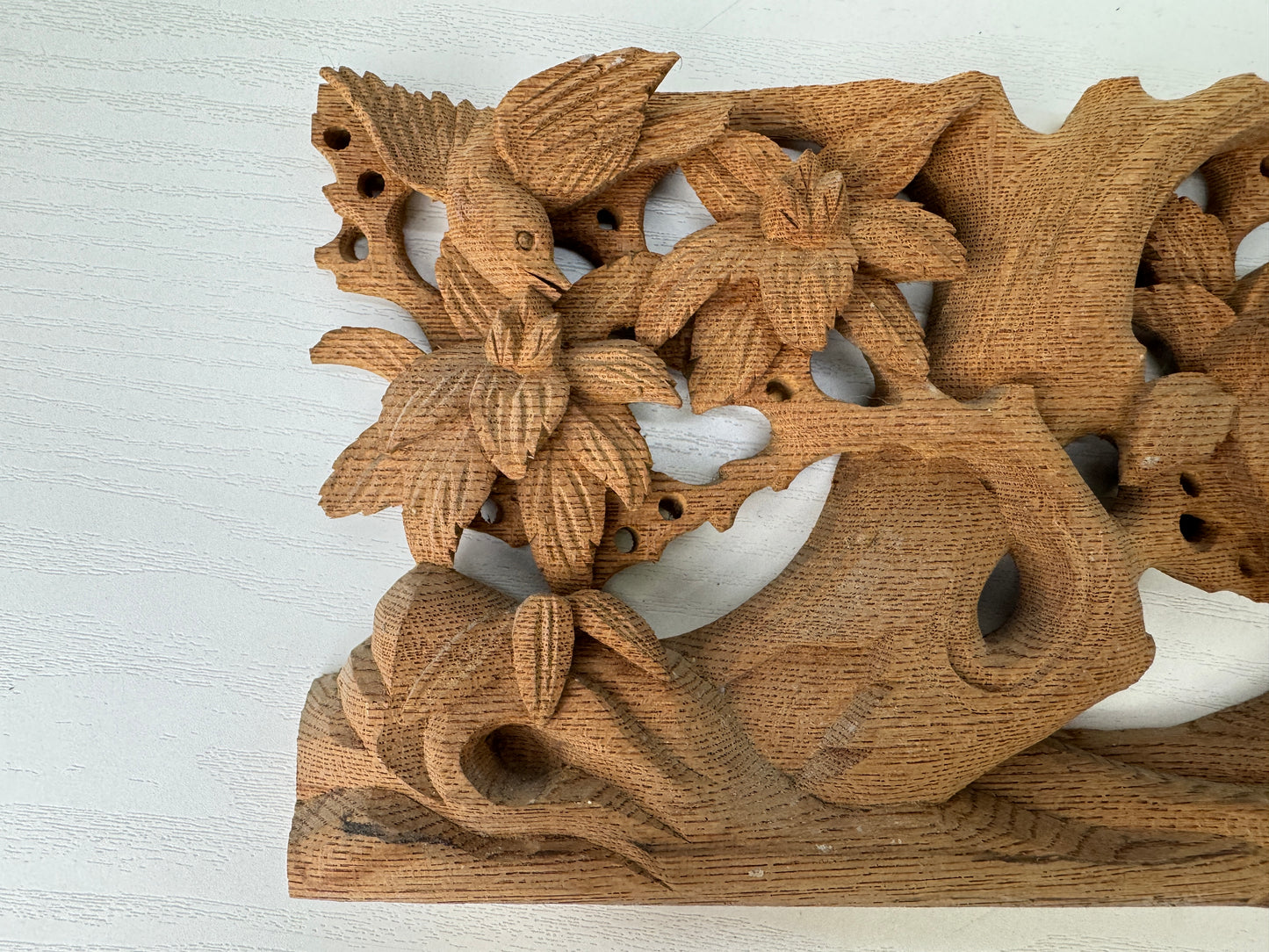 Y9497 RANMA wood carving small Fanlight transom set Bird Flower Japan antique