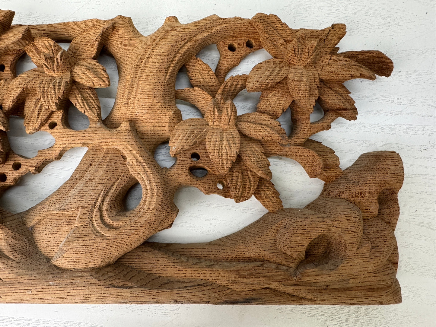 Y9497 RANMA wood carving small Fanlight transom set Bird Flower Japan antique