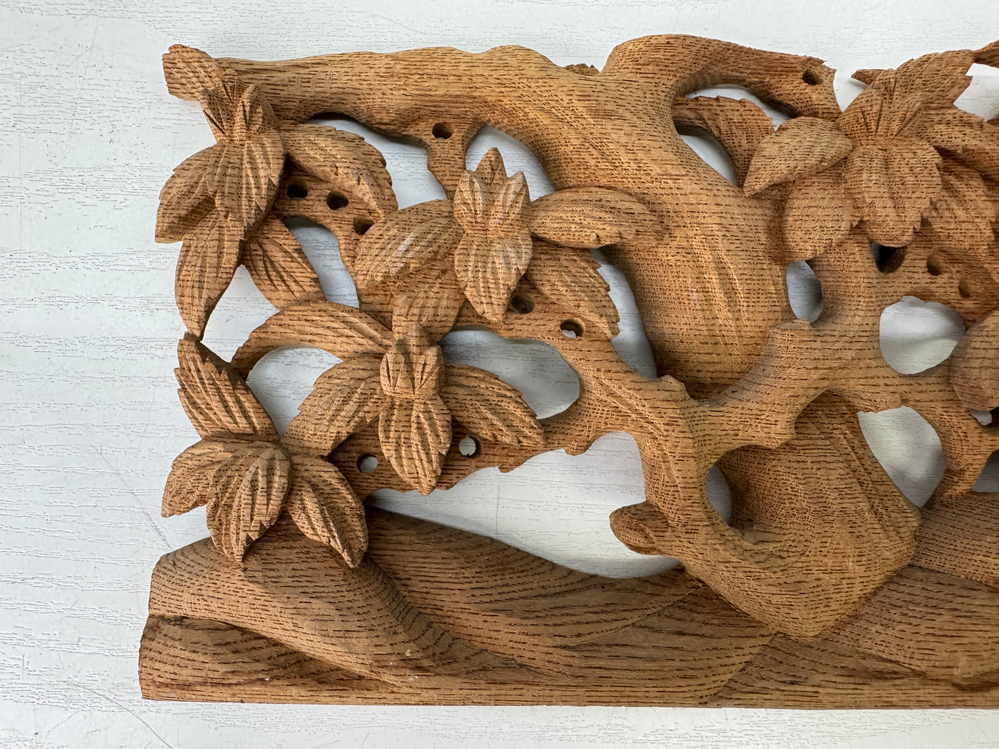 Y9497 RANMA wood carving small Fanlight transom set Bird Flower Japan antique