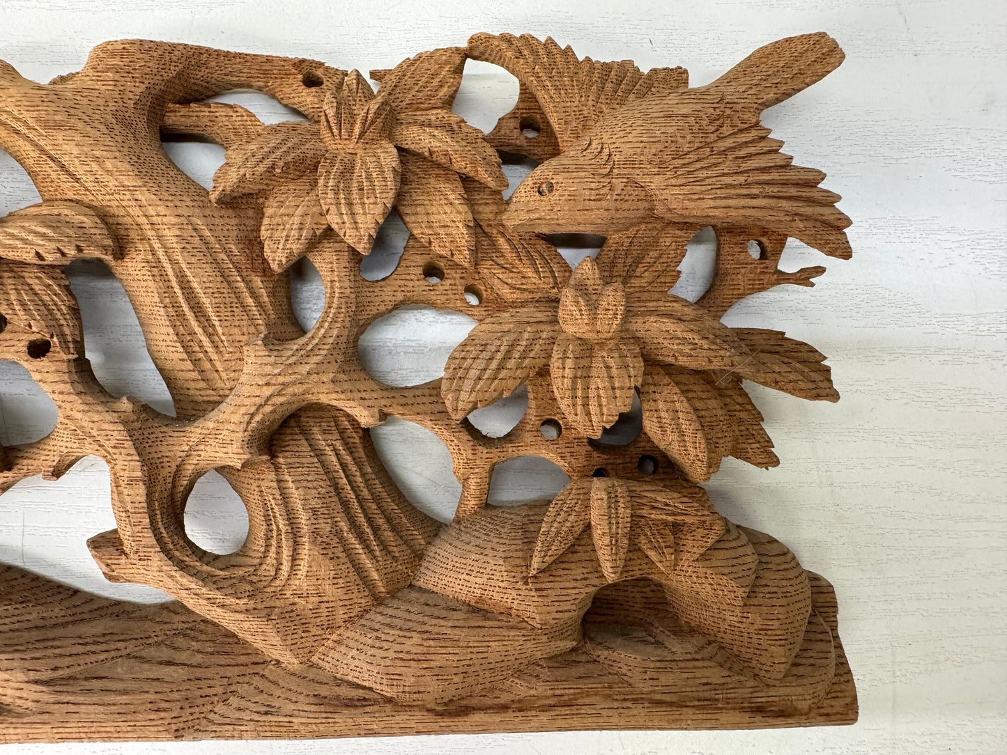 Y9497 RANMA wood carving small Fanlight transom set Bird Flower Japan antique