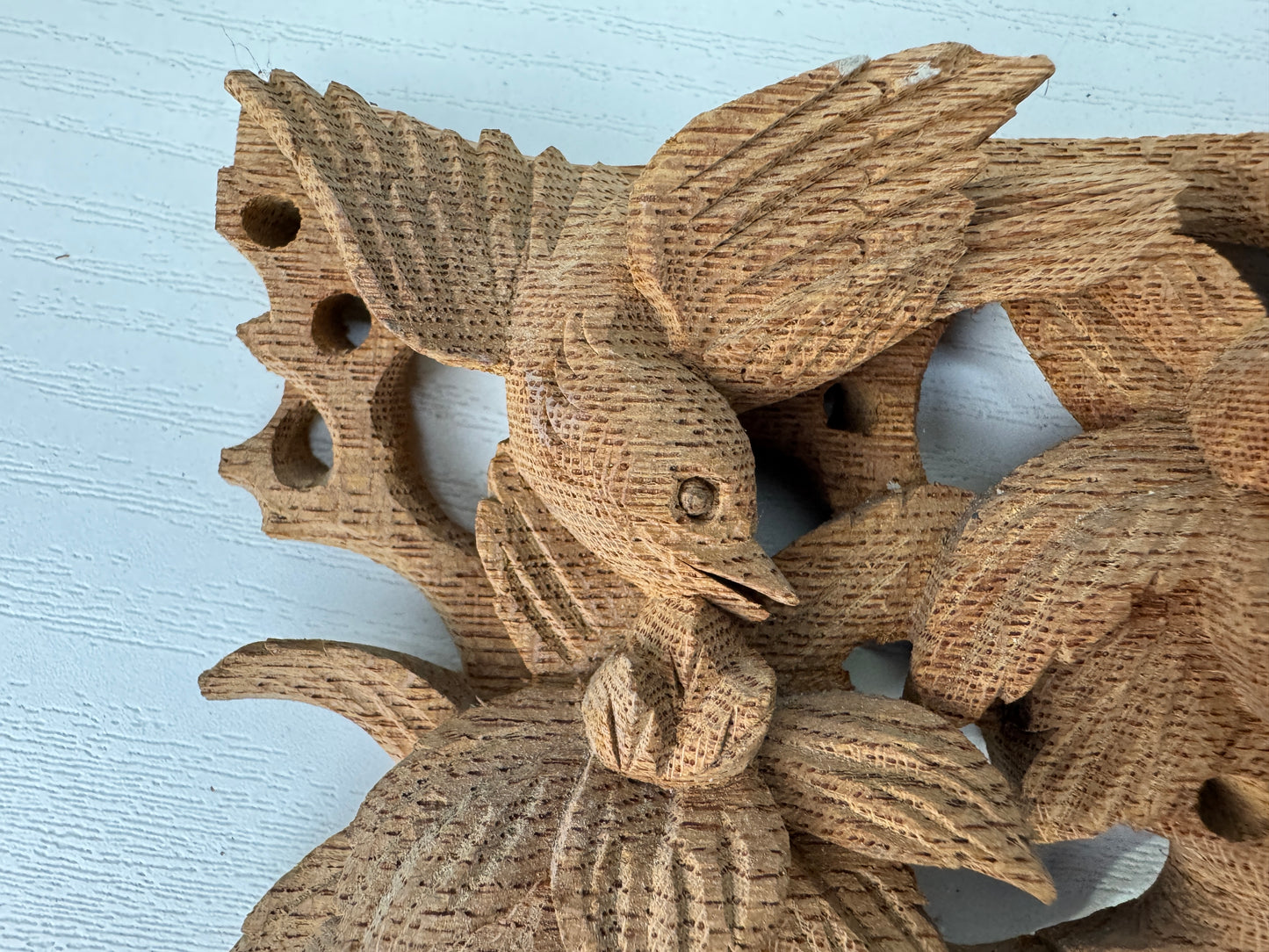Y9497 RANMA wood carving small Fanlight transom set Bird Flower Japan antique