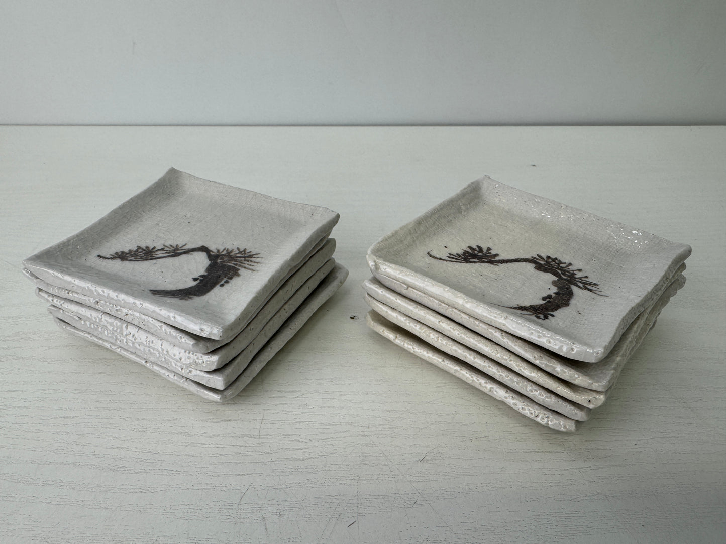 Y9504 DISH Shino-ware serving plate set of 10 signed box Pine Japan antique