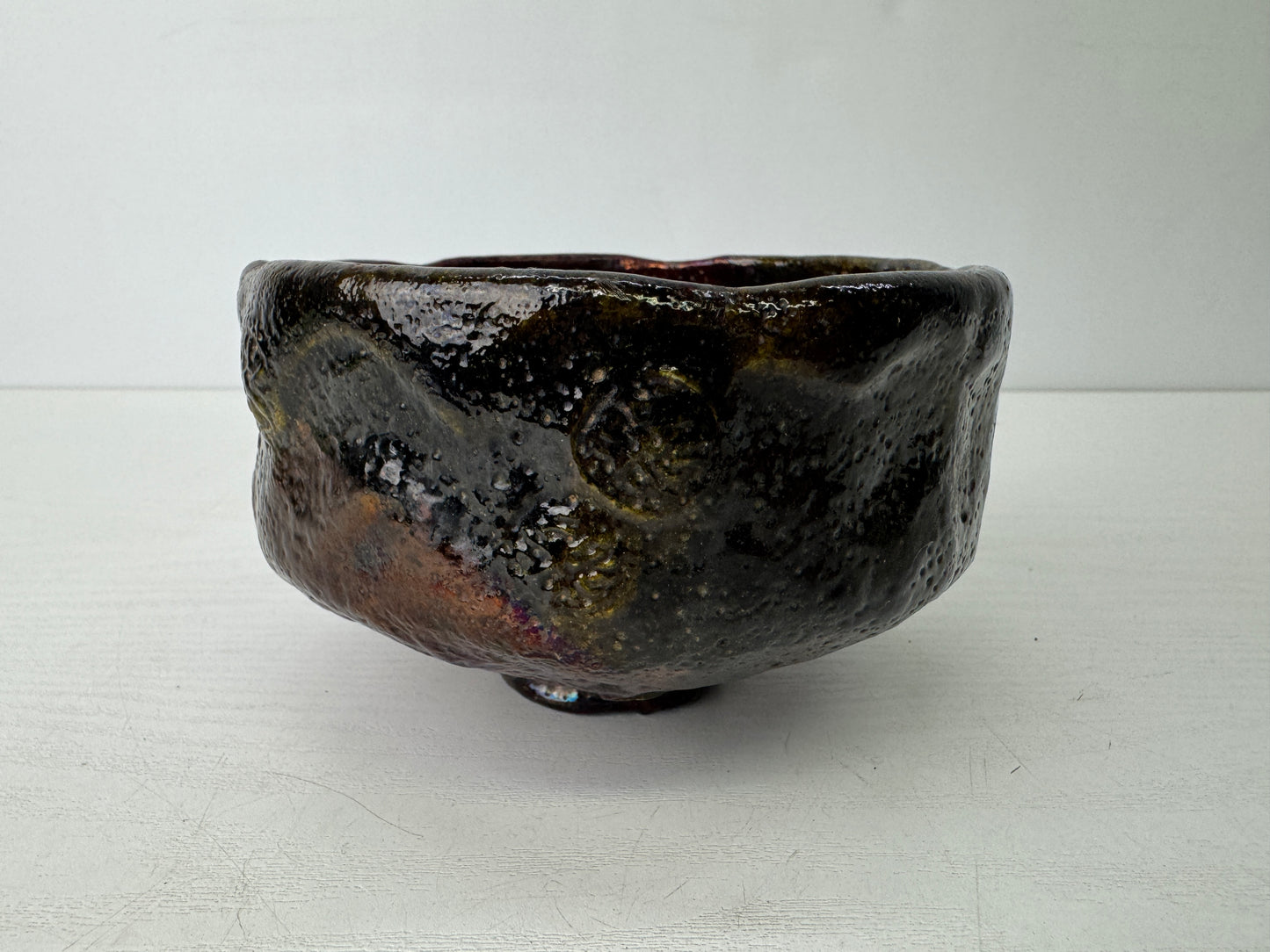 Y9518 CHAWAN Raku-ware bowl signed Sekishun Japan antique tea ceremony pottery