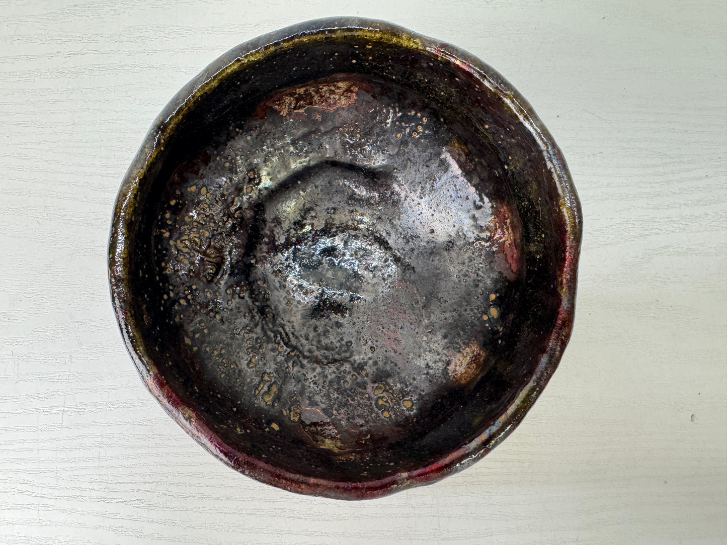 Y9518 CHAWAN Raku-ware bowl signed Sekishun Japan antique tea ceremony pottery