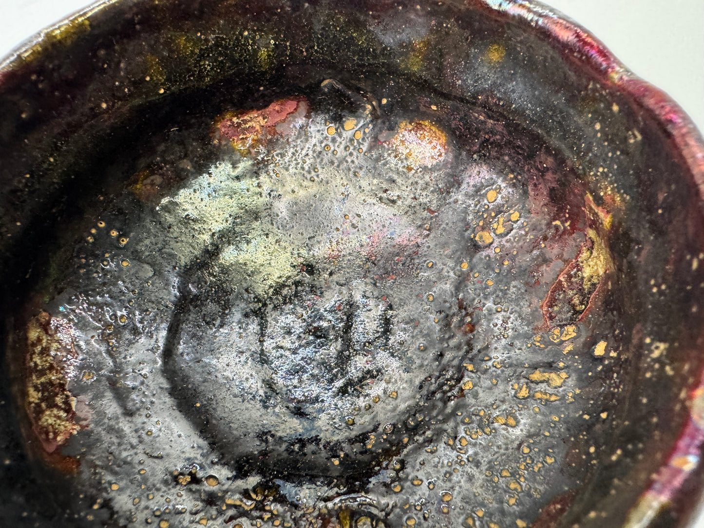 Y9518 CHAWAN Raku-ware bowl signed Sekishun Japan antique tea ceremony pottery