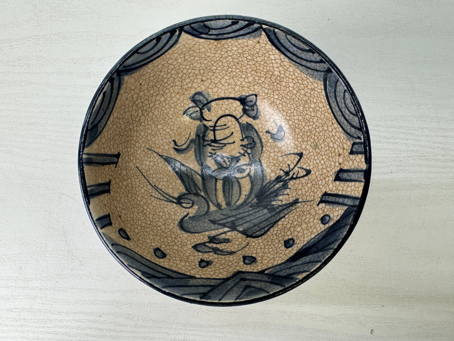 Y9519 CHAWAN Kutani-ware Mokubei bowl signed Japan antique tea ceremony pottery