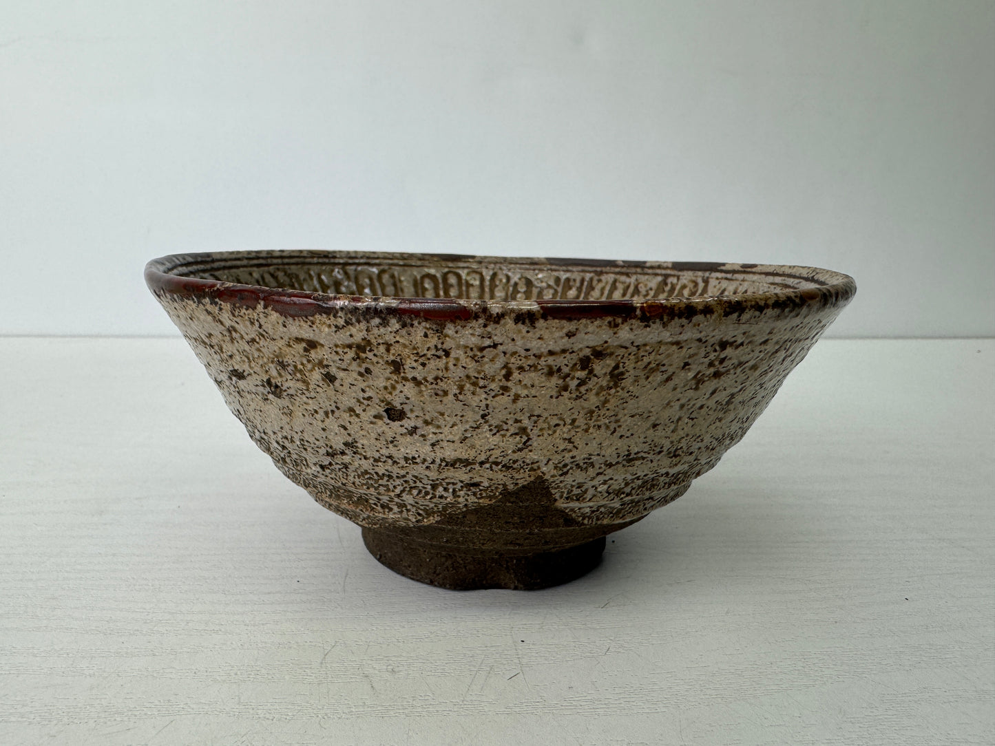 Y9520 CHAWAN Hana Mishima bowl kintsugi Japan antique tea ceremony pottery cup