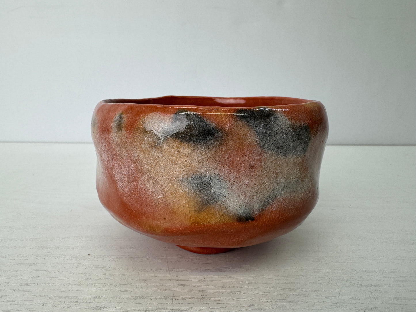 Y9524 CHAWAN Raku-ware red bowl signed box Japan antique tea ceremony pottery