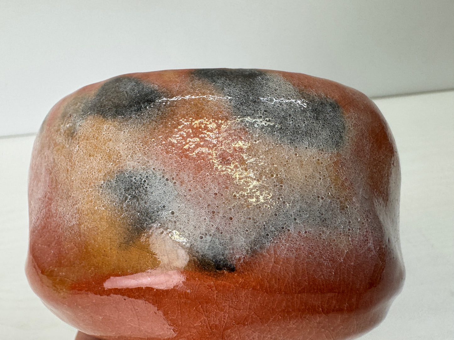 Y9524 CHAWAN Raku-ware red bowl signed box Japan antique tea ceremony pottery