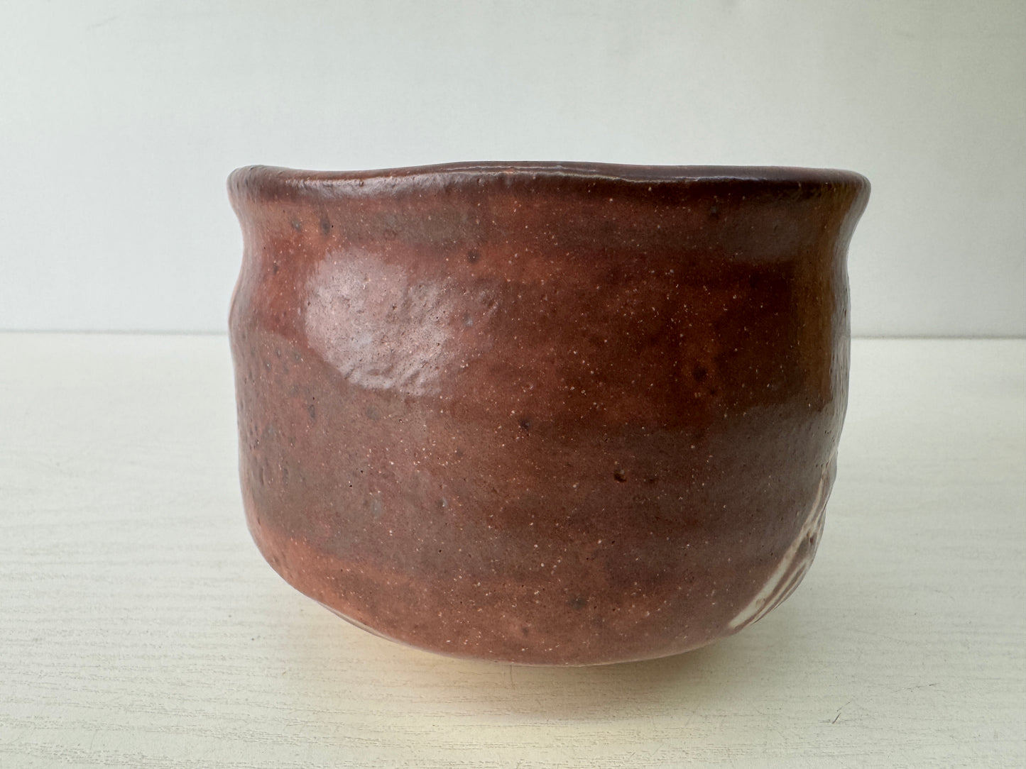 Y9551 CHAWAN Shino-ware bowl signed box Japan antique tea ceremony pottery cup