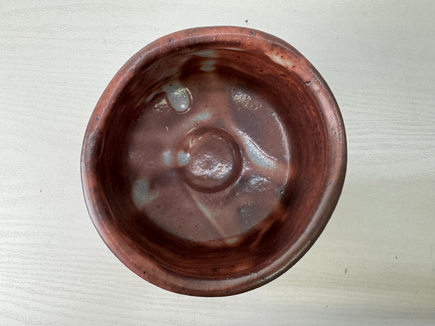 Y9551 CHAWAN Shino-ware bowl signed box Japan antique tea ceremony pottery cup