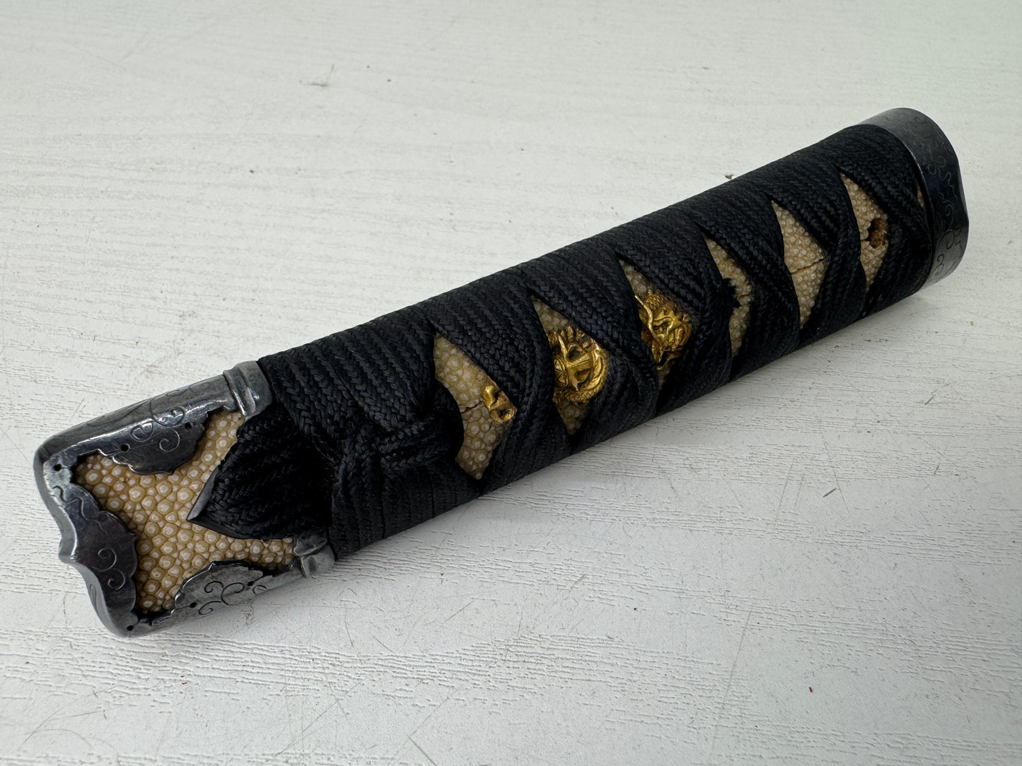 Y9575 TSUKA sword handle Dragon Menuki Japan antique samurai katana koshirae