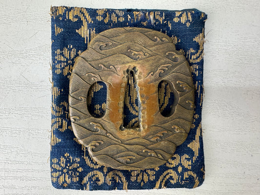 Y9579 TSUBA Iron sword guard bag Japan samurai katana antique koshirae edo bushi