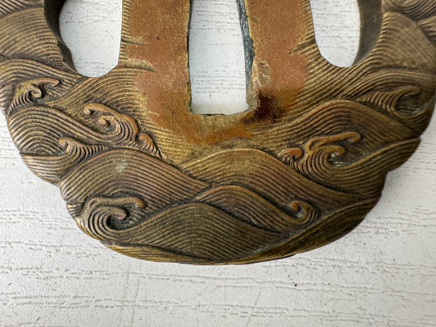 Y9579 TSUBA Iron sword guard bag Japan samurai katana antique koshirae edo bushi