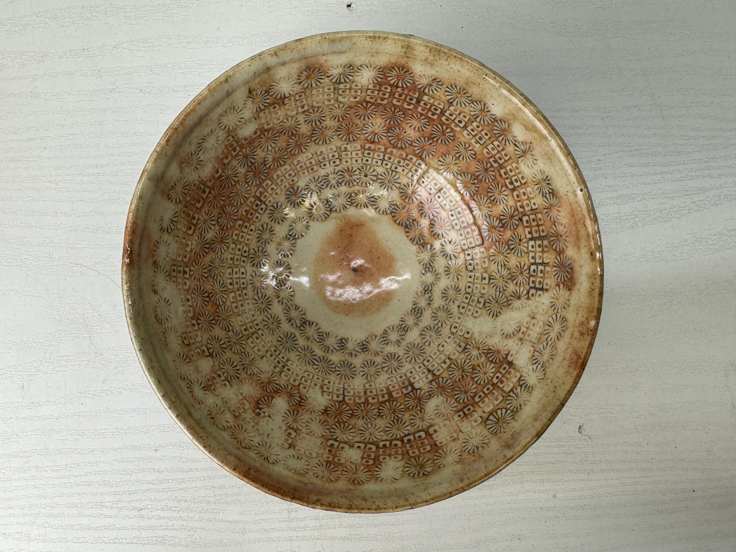 Y9583 CHAWAN Kohiki bowl signed box Japan antique tea ceremony pottery teacup