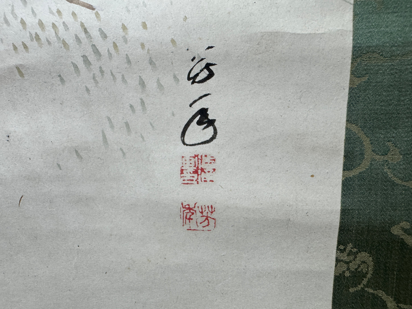 Y9587 KAKEJIKU Quail bird signed box Japan antique hanging scroll art interior
