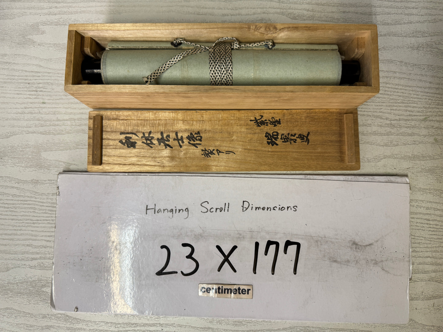 Y9588 KAKEJIKU Sen no Rikyu portrait signed box Japan antique hanging scroll art