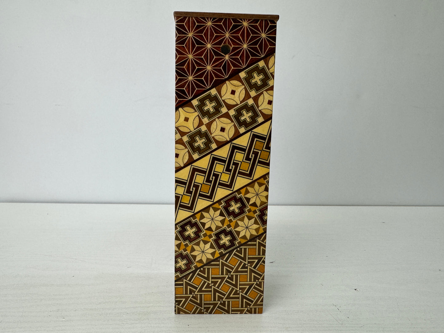 Y9594 FLOWER VASE Hakone Marquetry craft Japan ikebana floral arrangement decor