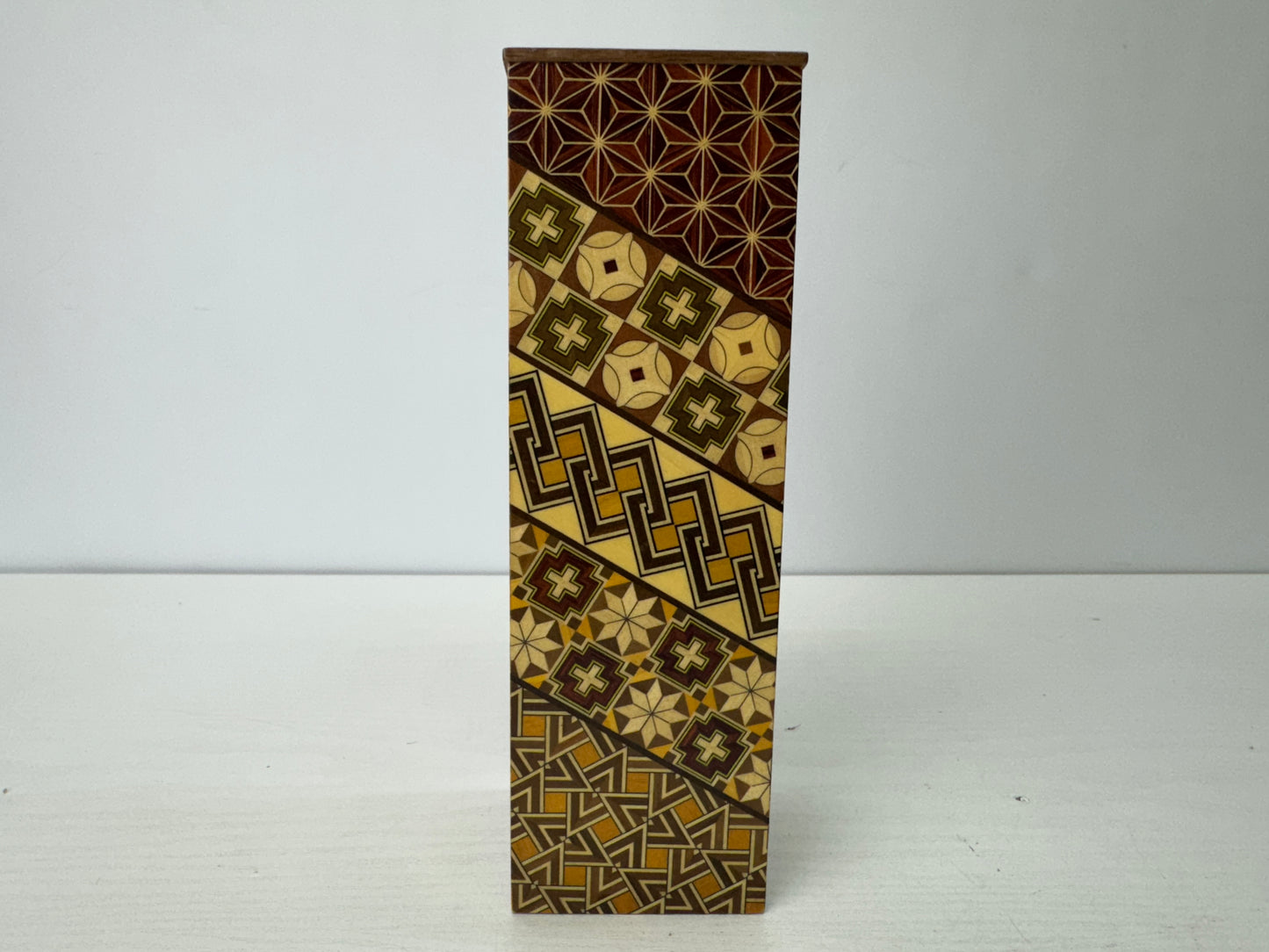 Y9594 FLOWER VASE Hakone Marquetry craft Japan ikebana floral arrangement decor