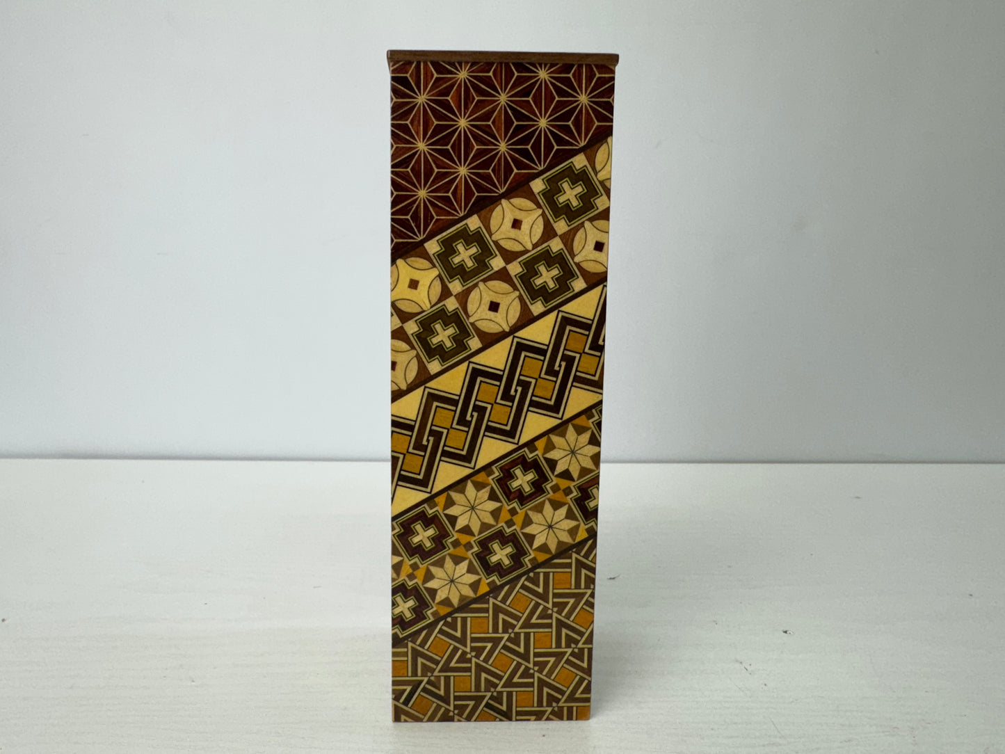 Y9594 FLOWER VASE Hakone Marquetry craft Japan ikebana floral arrangement decor