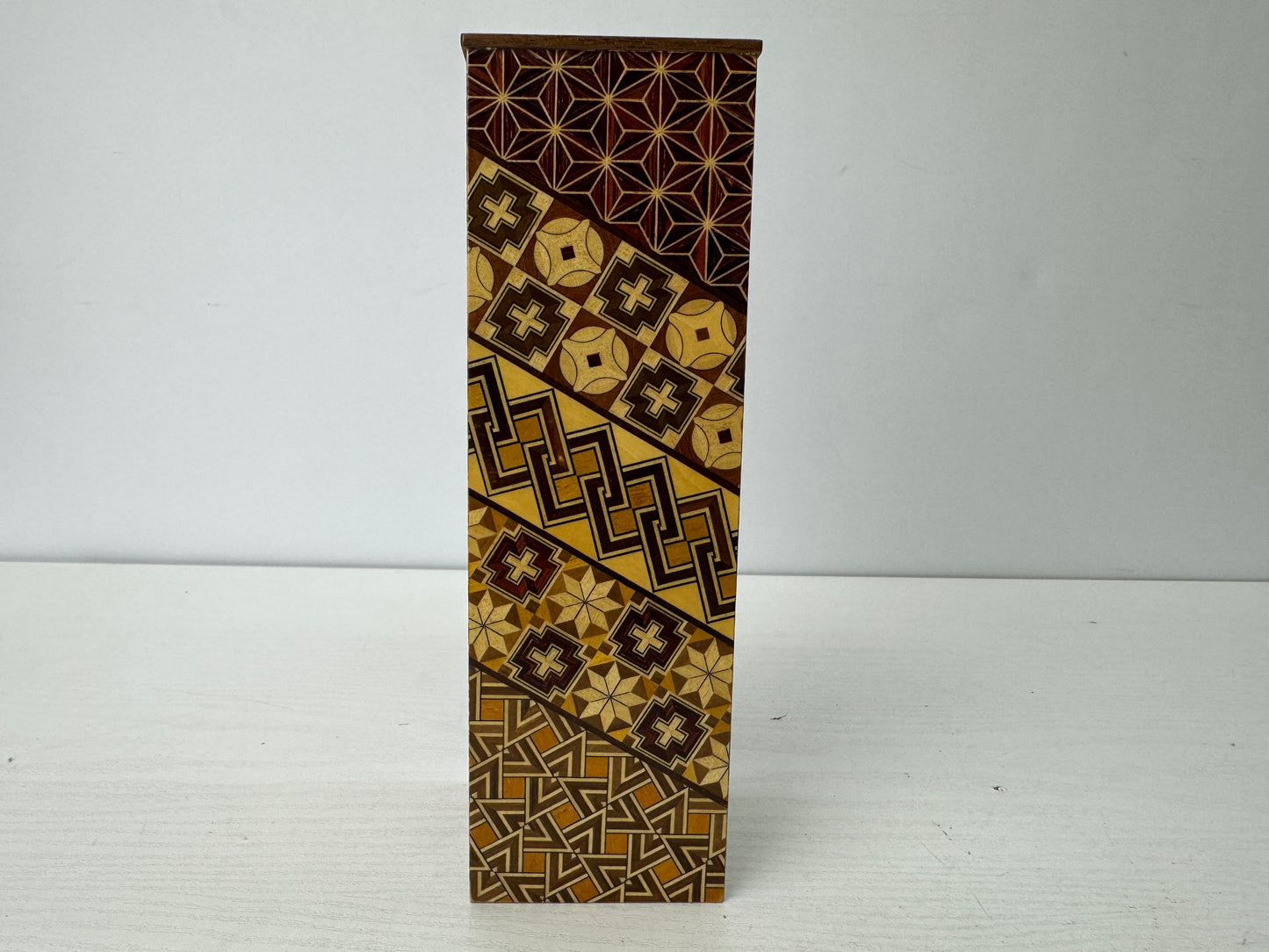 Y9594 FLOWER VASE Hakone Marquetry craft Japan ikebana floral arrangement decor