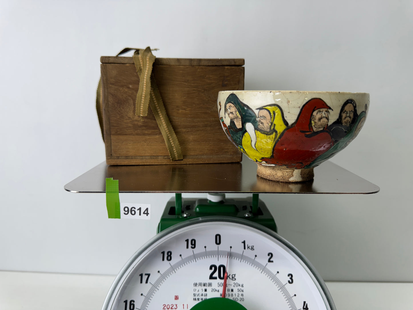 Y9614 CHAWAN Inuyama-ware bowl signed box Japan antique tea ceremony pottery cup