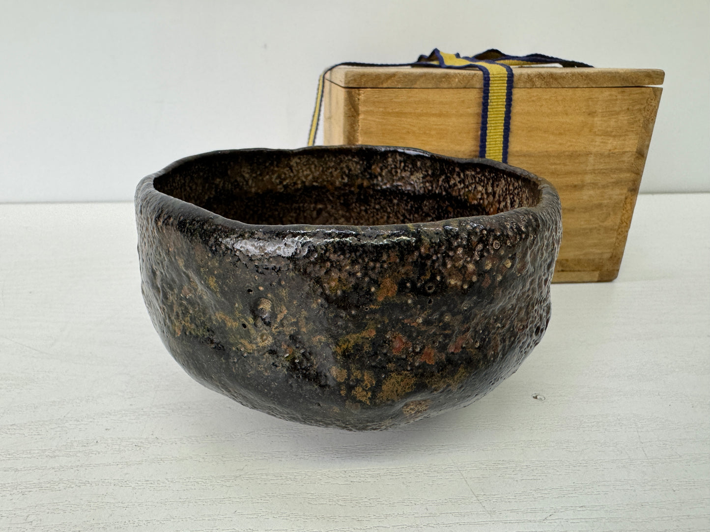 Y9641 CHAWAN Raku-ware bowl Sekishun signed box Japan antique tea ceremony cup
