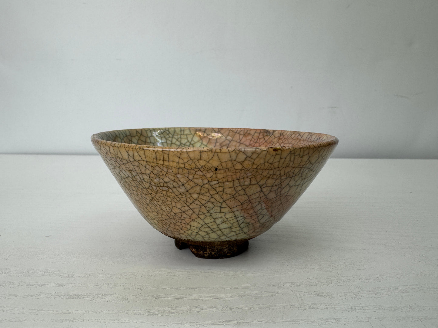 Y9642 CHAWAN Raku-ware white bowl signed box Japan antique tea ceremony pottery