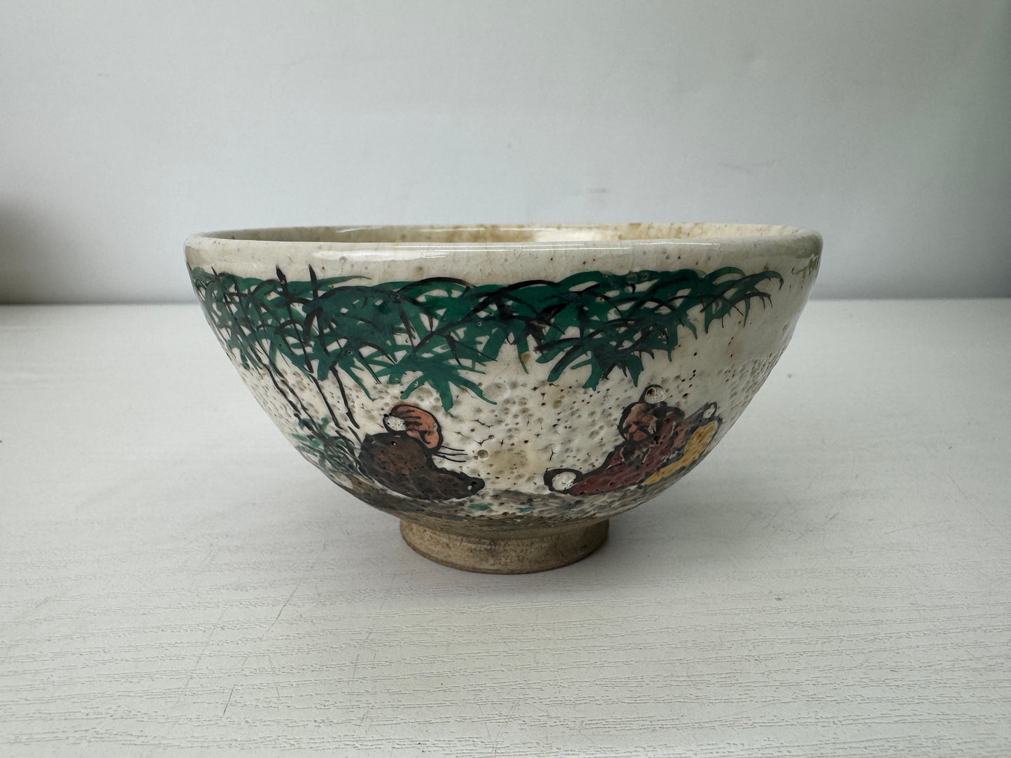 Y9643 CHAWAN Inuyama-ware bowl signed box Japan antique tea ceremony pottery cup