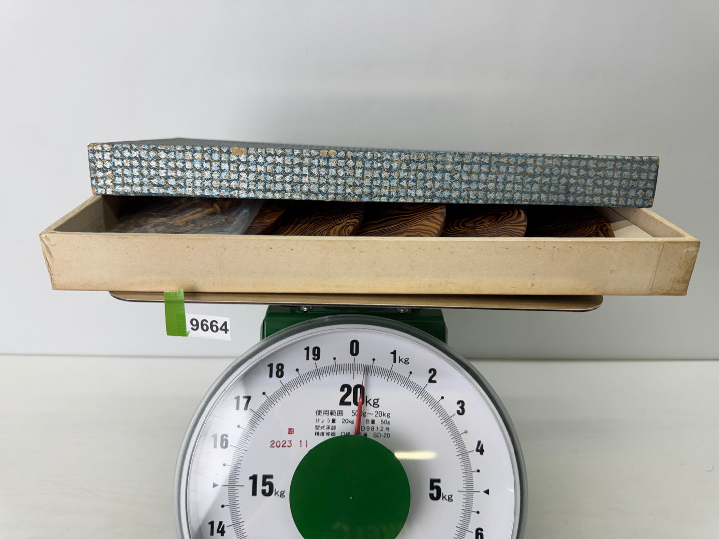 Y9664 DISH Yakusugi cedar Serving plate set of 5 box Japan antique tabelware