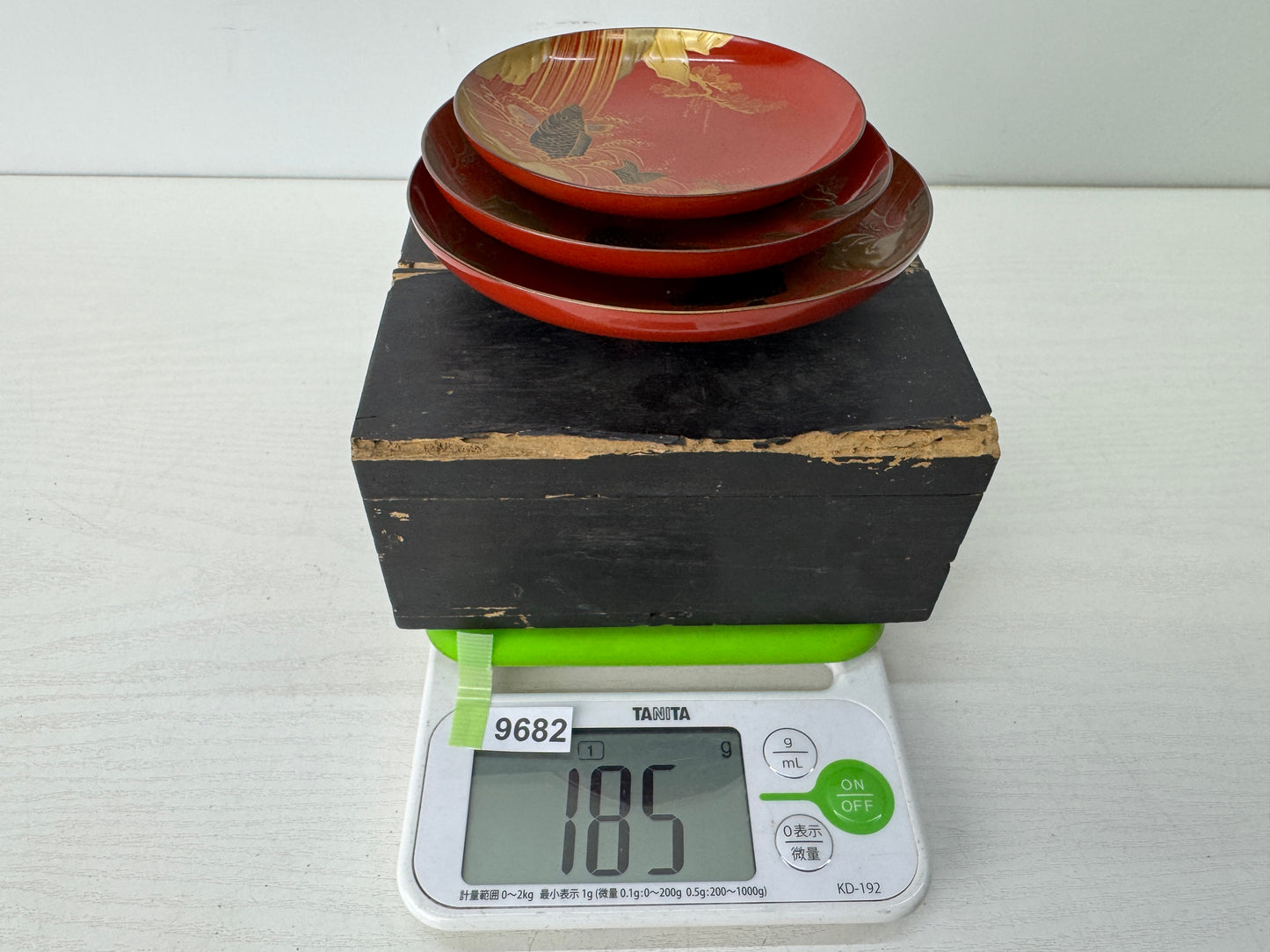 Y9682 CHAWAN Makie Three-tiered Sake cup sakazuki box Japan antique tableware