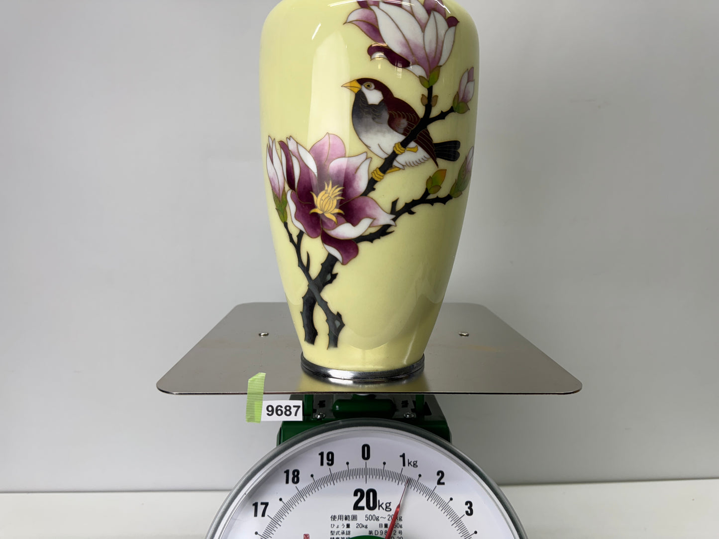 Y9687 FLOWER VASE Sparrow signed Japan antique ikebana floral arrangement decor