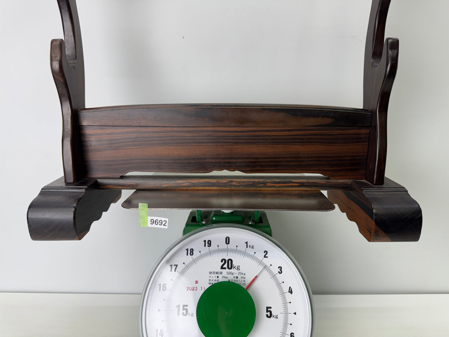 Y9692 OKIMONO Striped ebony wood Katana Sword rack Japan antique interior decor