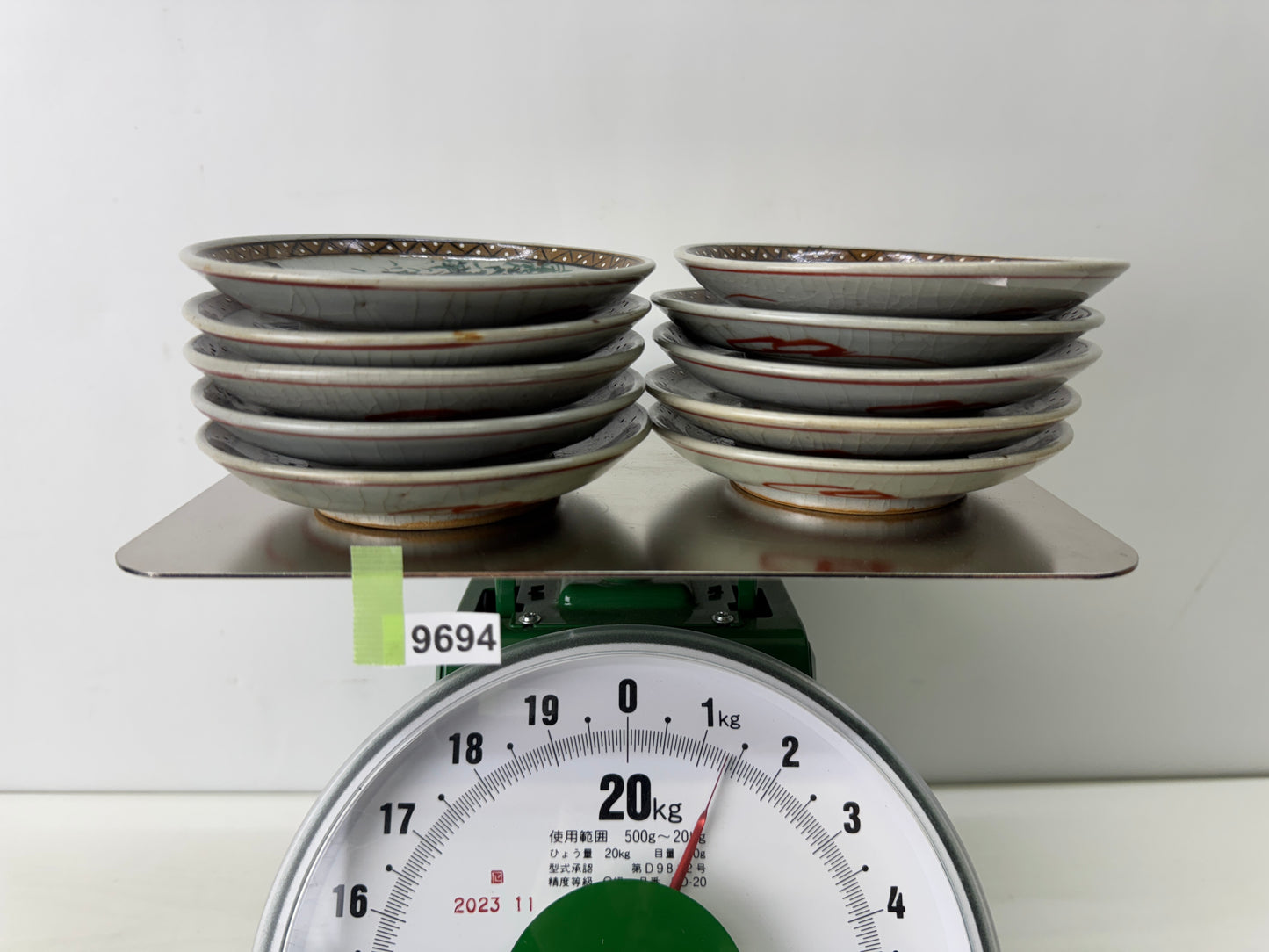 Y9694 DISH Inuyama-ware Plate set of 10 color picture Japan antique tableware