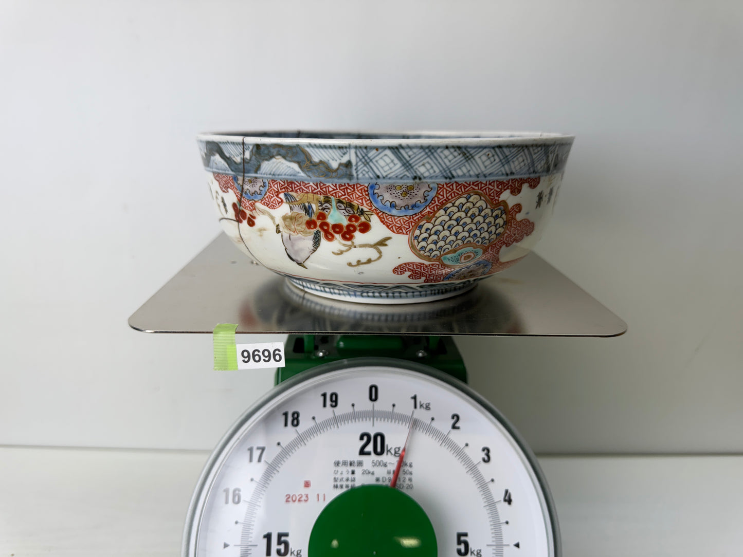 Y9696 CHAWAN Koimari large bowl kintsugi color picture Japan antique tableware