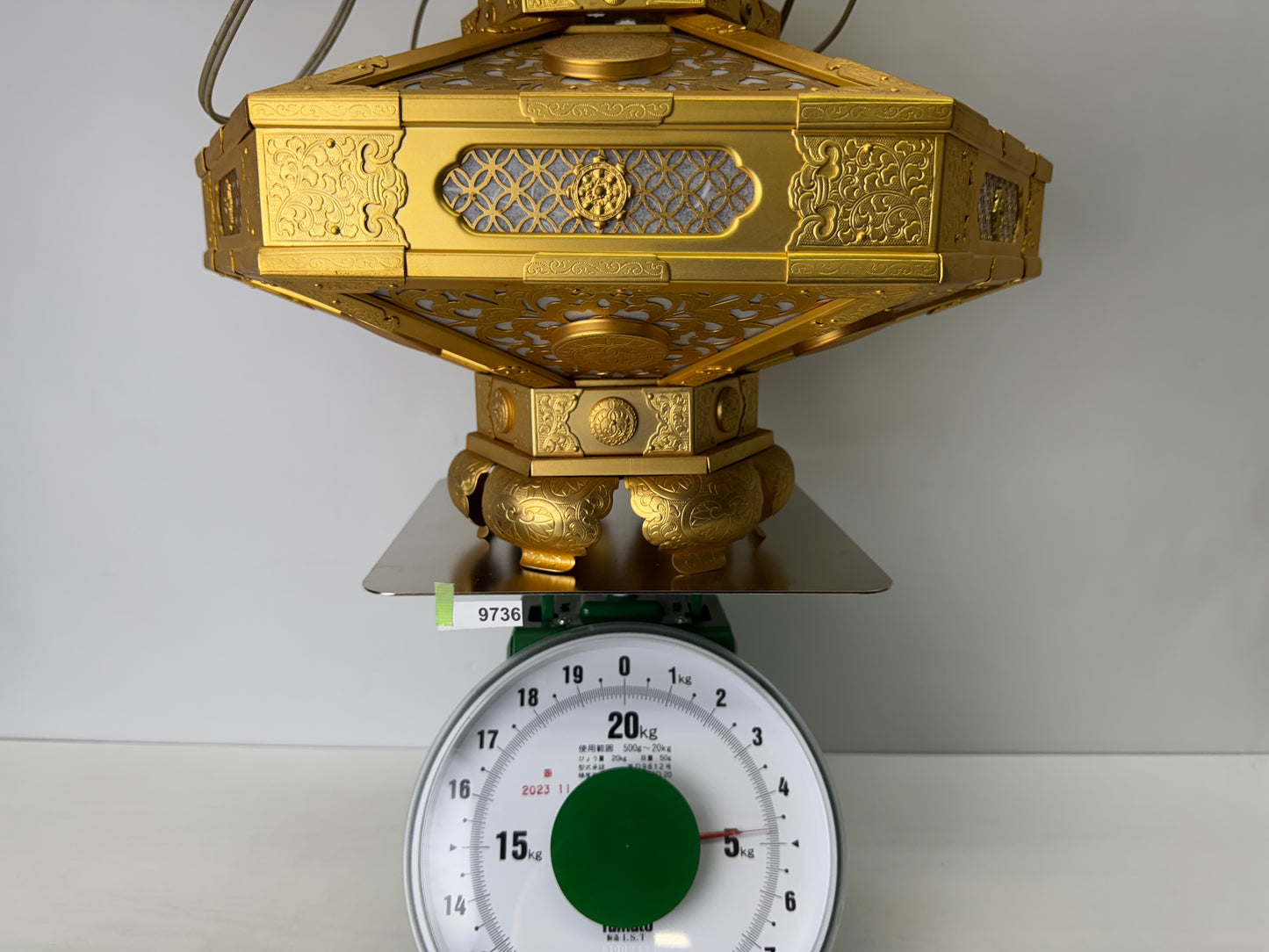 Y9736 TOUROU Hexagonal Hanging Lantern gold fittings Japan antique interior