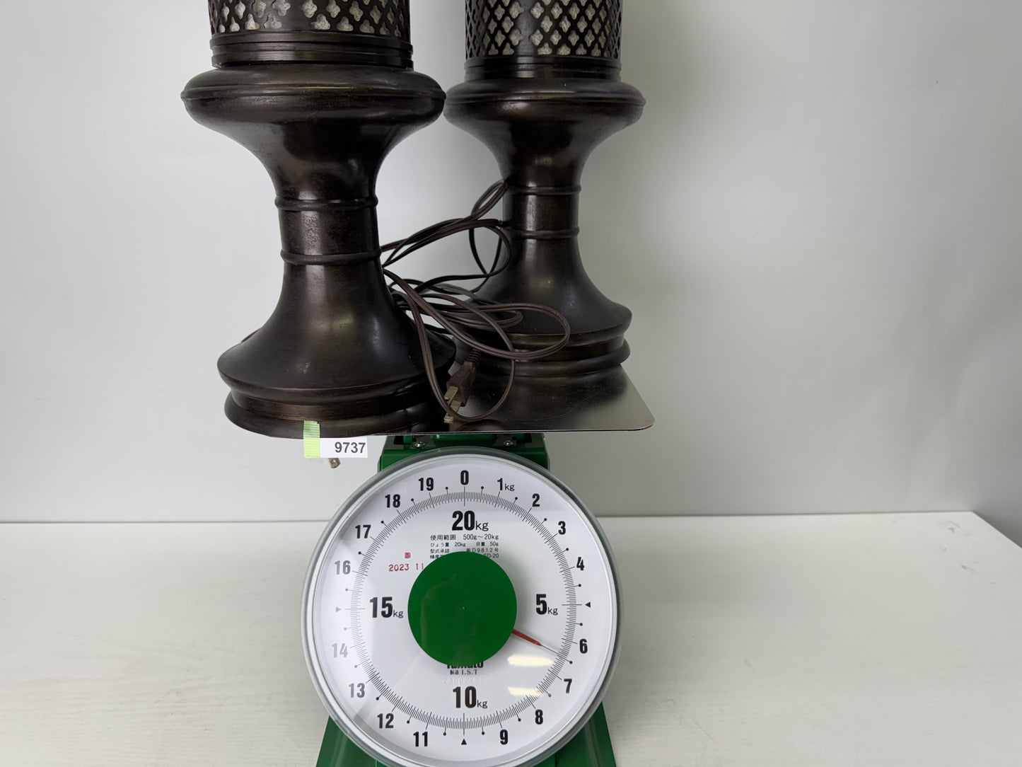 Y9737 TOUROU Lantern pair Buddhist Altar accessory Japan antique interior decor