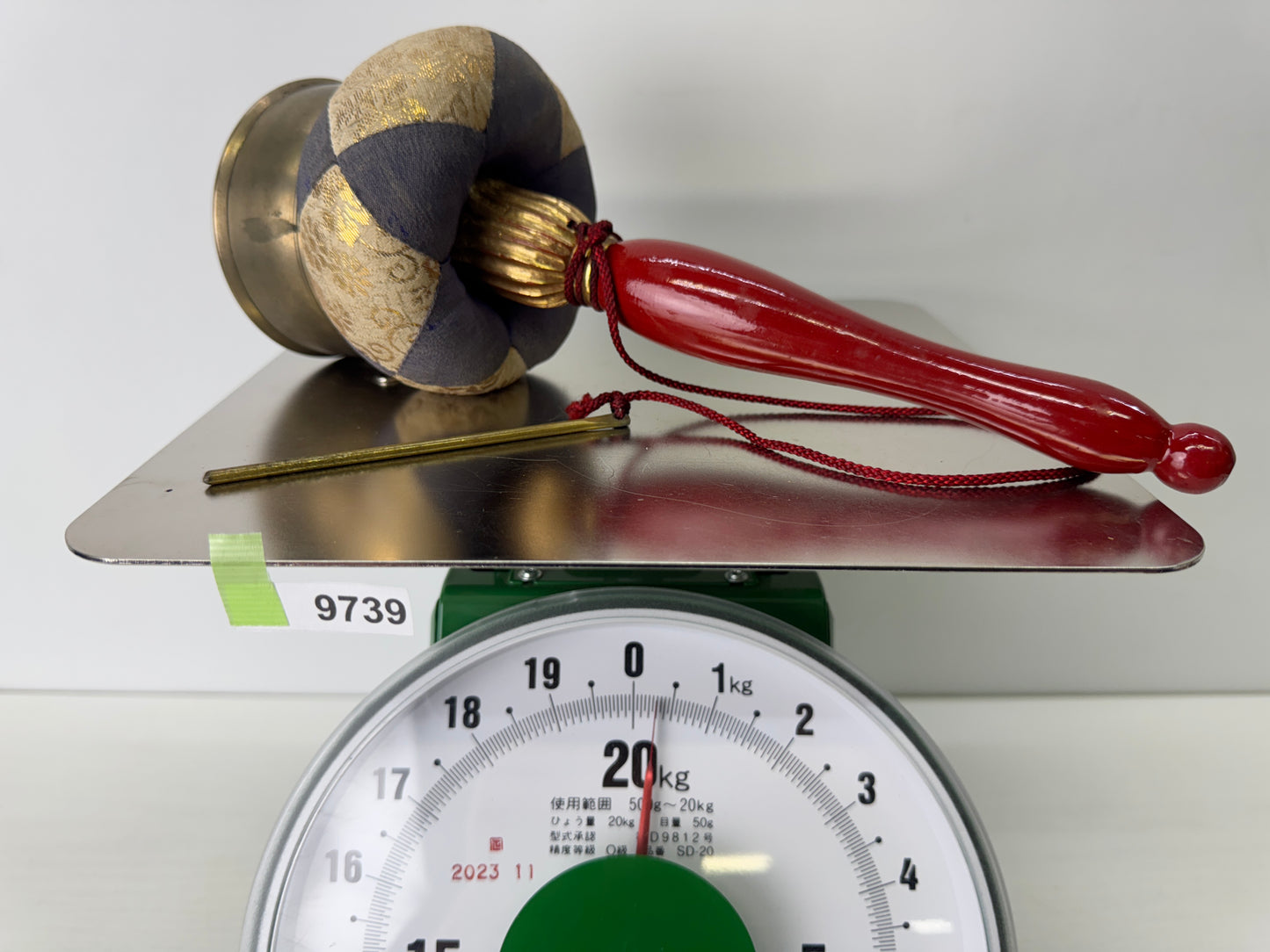 Y9739 ORIN Vermilion lacquer Gold inlay Bell Japan antique Buddhist altar