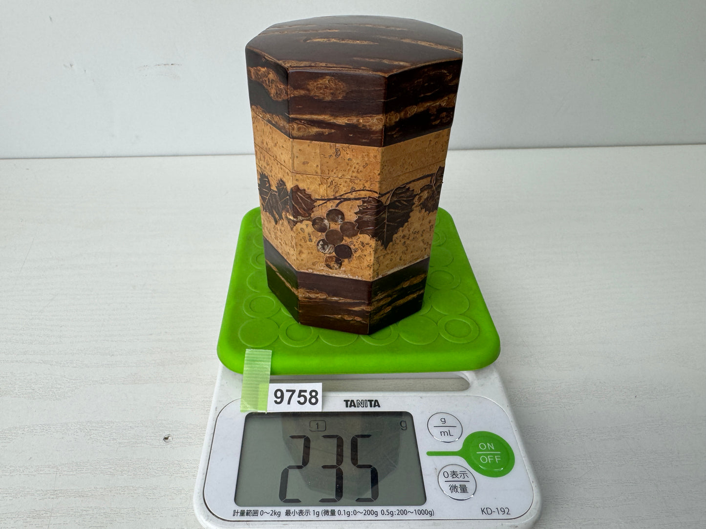 Y9758 TEA CADDY Cherry bark craft Marquetry matcha container case Japan antique