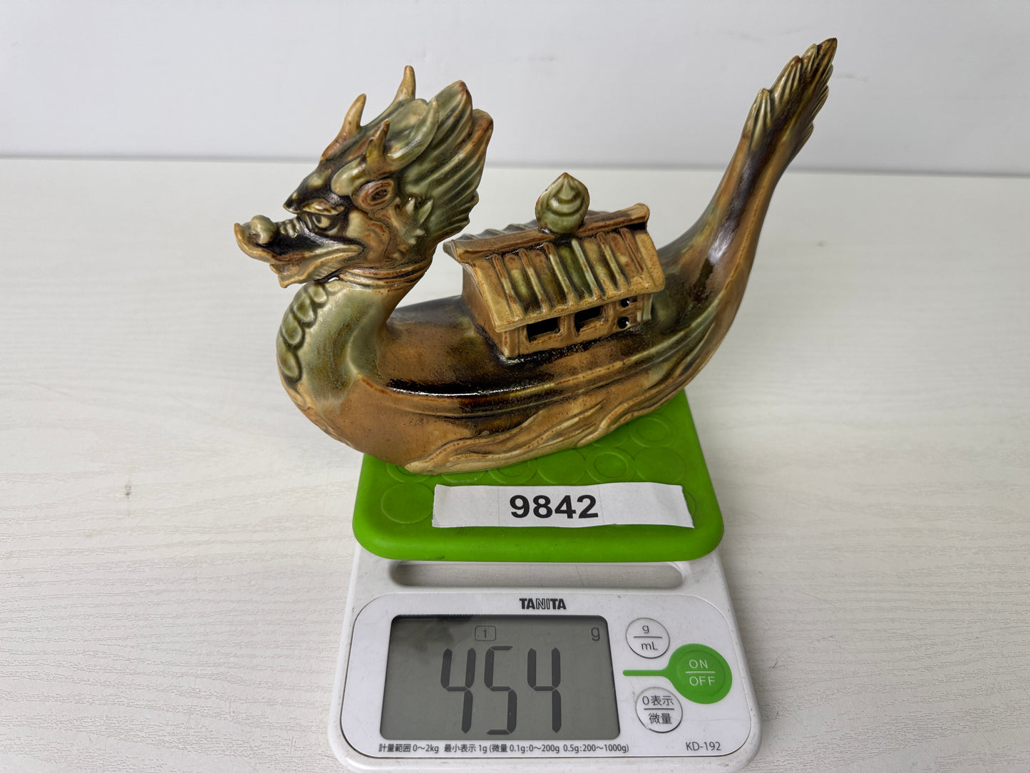 Y9842 KOURO Kyo-ware Dragon signed Japan antique incense burner aromatherapy