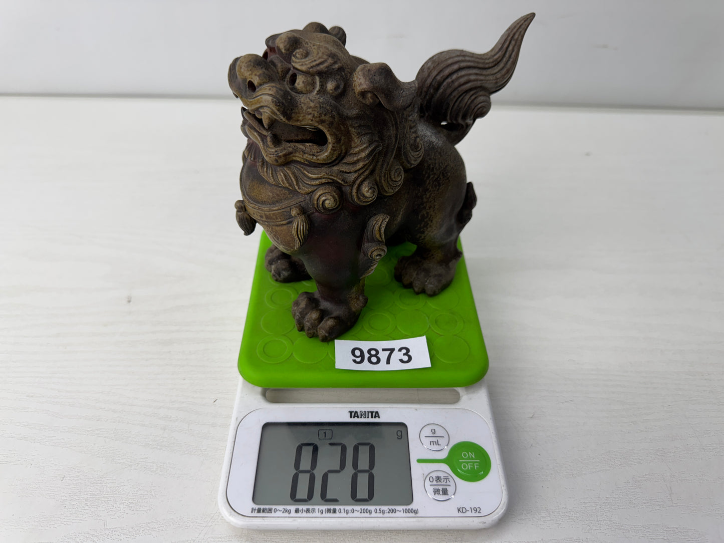 Y9873 OKIMONO Bizen-ware Lion figure figurine signed Japan antique interior