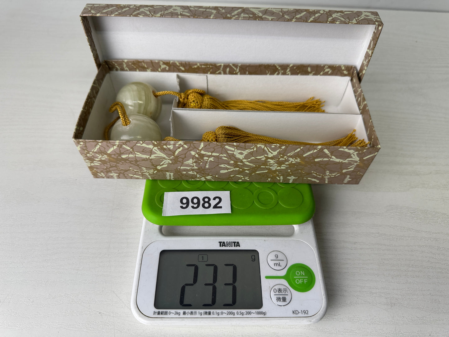 Y9982 FUCHIN Onyx round ball box Japan antique kakejiku Hanging Scroll Weight