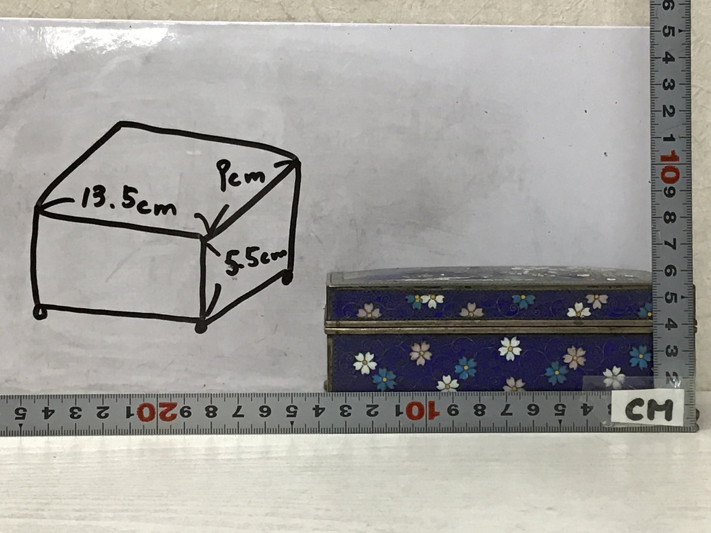 Y2249 BOX cloisonne ware accessory case flowers birds Japanese antique decor