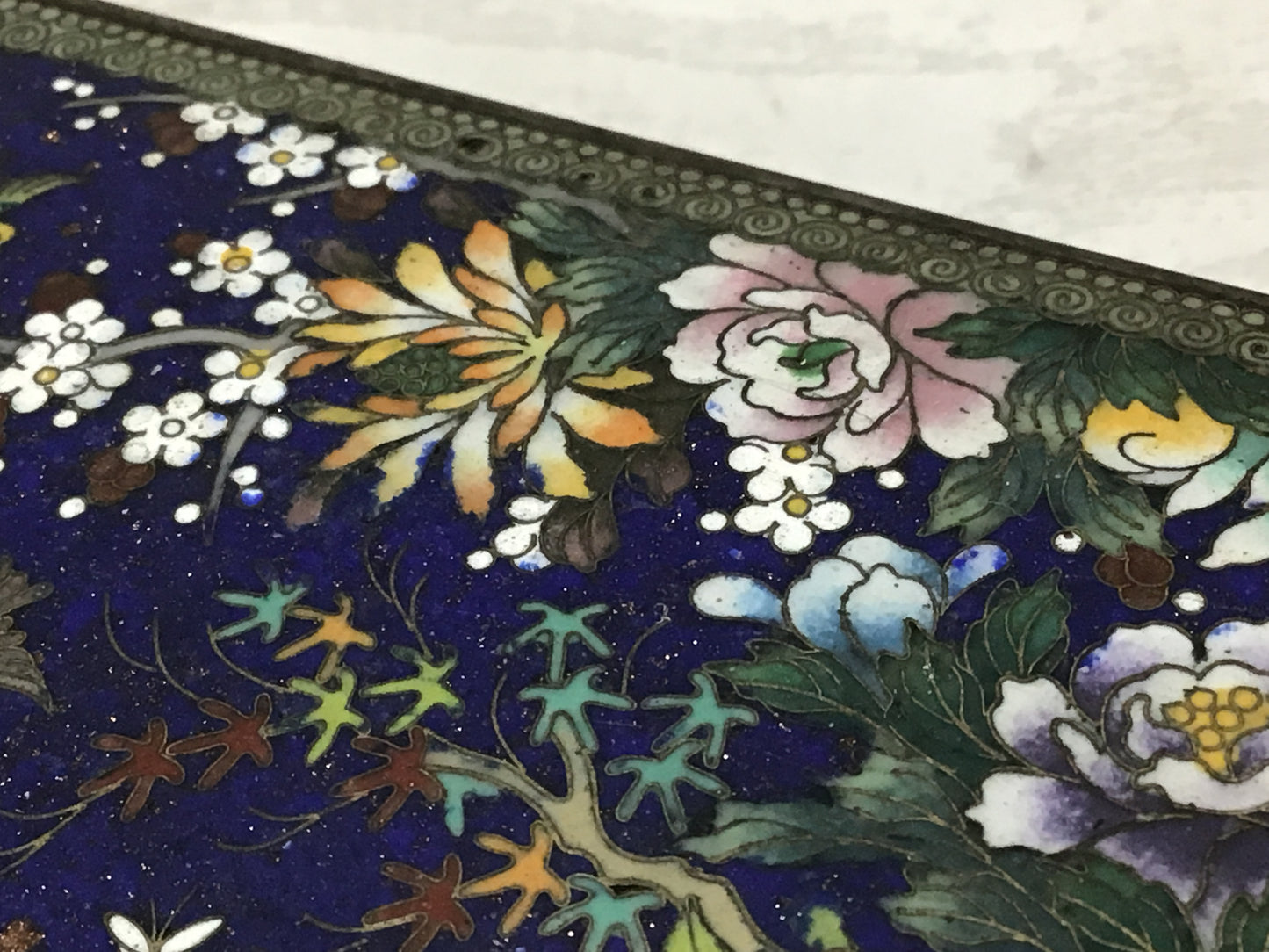 Y2249 BOX cloisonne ware accessory case flowers birds Japanese antique decor