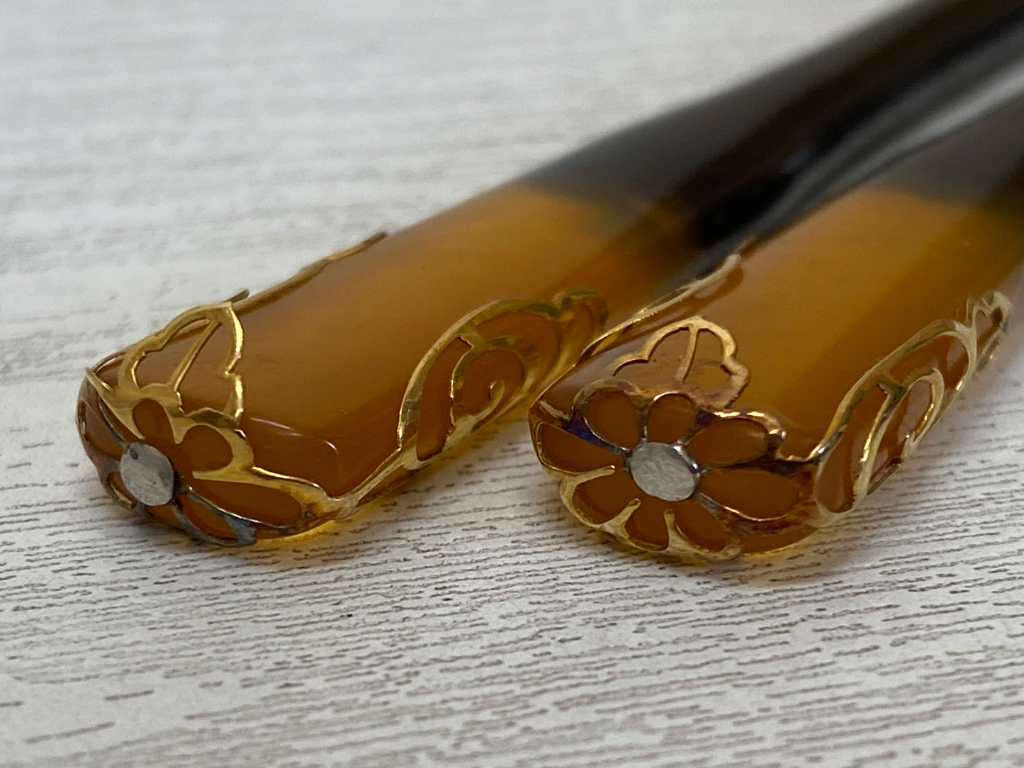 Y2288 KOUGAI Hair dressing tools comb Set box Japan antique kimono accessory